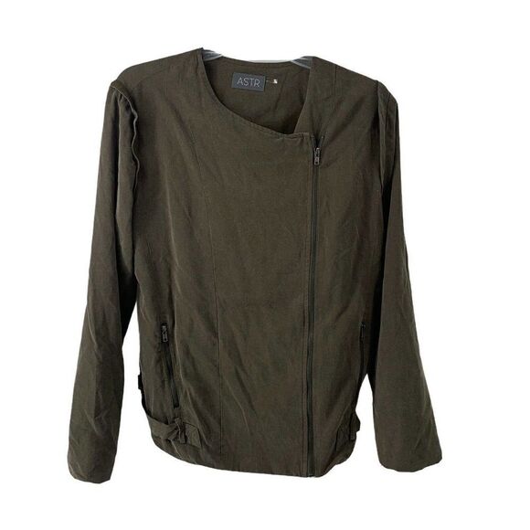ASTR Gray Tencel Moto Jacket Asymmetric Zip Medium - Picture 1 of 11
